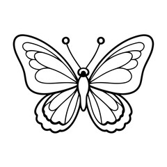 Simple vector illustration of butterfly outline for colouring page