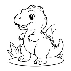 Cute vector illustration TRex for toddlers colouring page