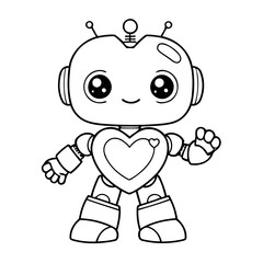 Cute vector illustration Robot drawing for toddlers coloring activity