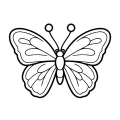 Vector illustration of a cute butterfly drawing for toddlers coloring activity