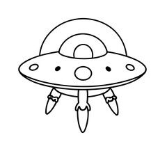 Cute vector illustration UFO doodle for kids colouring page