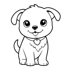 Cute vector illustration puppy drawing for kids colouring activity