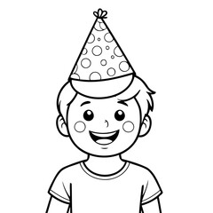 Simple vector illustration of Boy drawing for kids colouring page