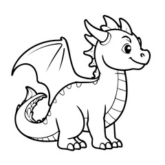 Vector illustration of a cute Dragon doodle for children worksheet