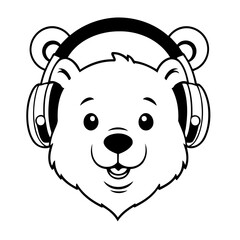 Cute vector illustration Bear doodle for toddlers coloring activity