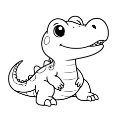 Simple vector illustration of alligator for toddlers colouring page