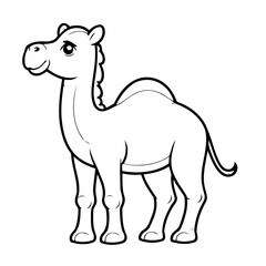 Simple vector illustration of camel drawing colouring activity