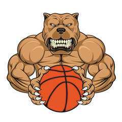 basketball mascot bulldog vector illustration design