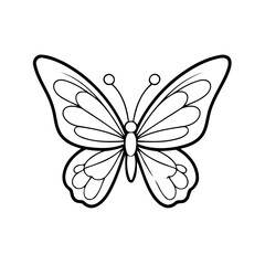 Vector illustration of a cute butterfly doodle for kids coloring worksheet
