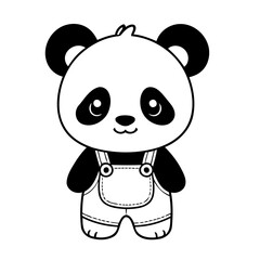 Cute vector illustration Panda drawing for colouring page