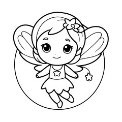 Cute vector illustration fairy drawing for children page