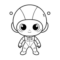Simple vector illustration of Alien drawing for kids page
