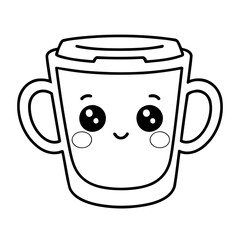 Cute vector illustration Coffee drawing for children page