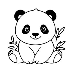 Cute vector illustration Panda for kids colouring page