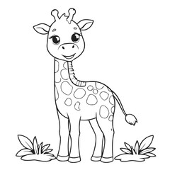 Simple vector illustration of giraffe for children colouring activity