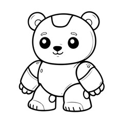 Vector illustration of a cute BearRobot drawing colouring activity