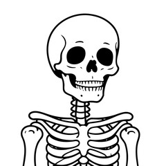 Vector illustration of a cute Skeleton drawing for colouring page