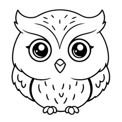 Simple vector illustration of Owl drawing for kids colouring activity