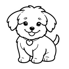 Cute vector illustration Havanese doodle black and white for kids page