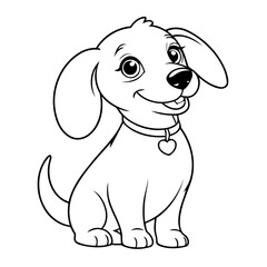 Simple vector illustration of Dachshund for kids colouring worksheet