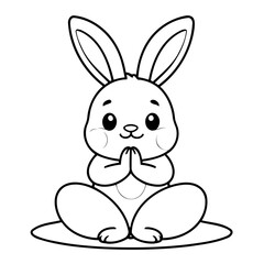 Simple vector illustration of Bunny drawing for kids colouring page