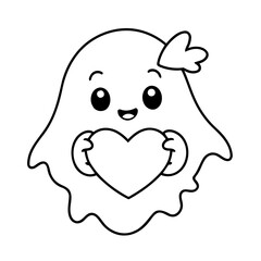 Cute vector illustration Ghost hand drawn for kids coloring page