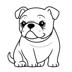 Vector illustration of a cute Bulldog doodle for kids colouring page