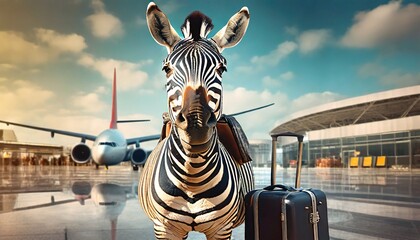 zebra with a suitcase