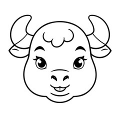 Cute vector illustration Bull colouring page for kids