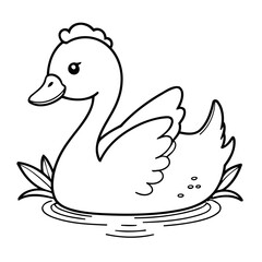 Simple vector illustration of Swan doodle for toddlers worksheet