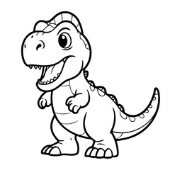 Cute vector illustration TRex drawing for colouring page