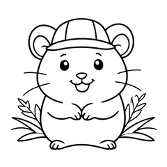 Simple vector illustration of Hamster outline for colouring page