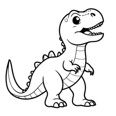 Cute vector illustration TRex drawing for toddlers colouring page