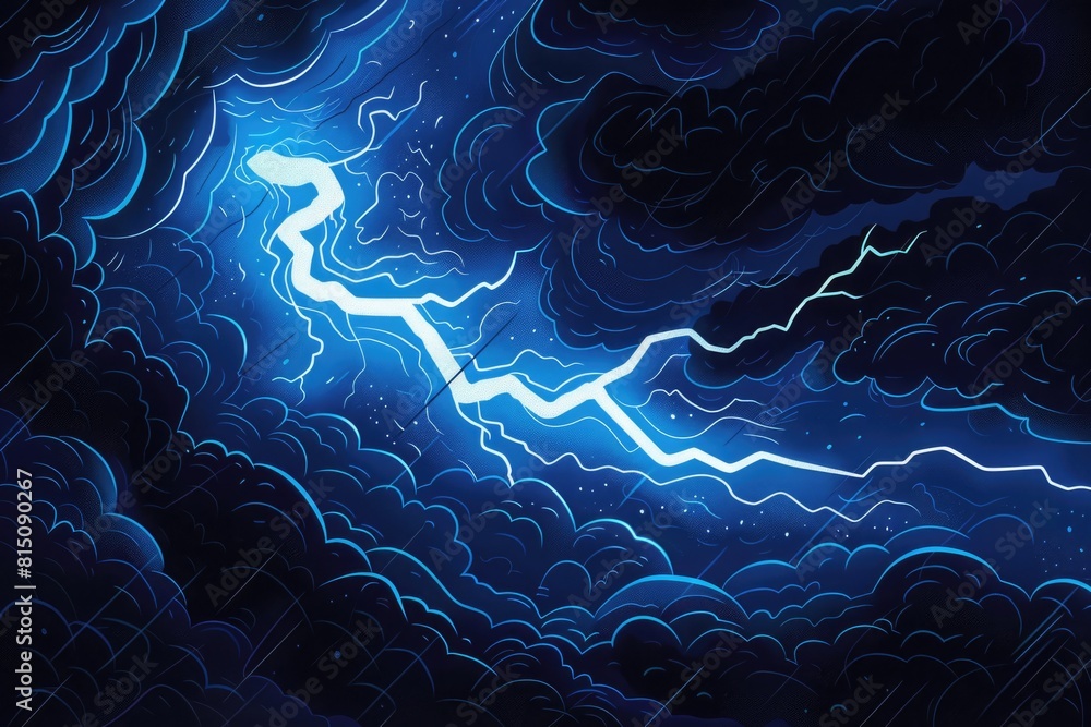 Poster a powerful lightning bolt in the sky. suitable for weather-related designs