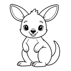 Simple vector illustration of Kangaroo drawing for toddlers colouring page