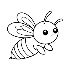 Vector illustration of a cute Bee drawing for kids colouring page