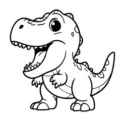 Vector illustration of a cute TRex doodle for kids colouring page
