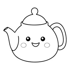 Cute vector illustration Teapot drawing for kids colouring page