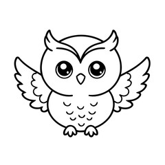 Vector illustration of a cute Owl doodle for toddlers colouring page