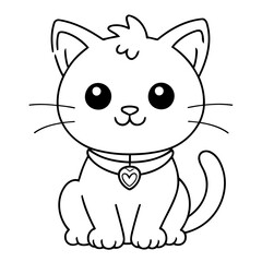 Vector illustration of a cute Cat doodle colouring activity for kids