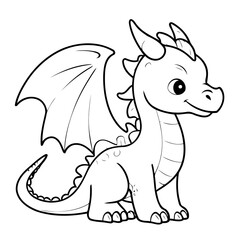 Vector illustration of a cute Dragon doodle for toddlers coloring activity
