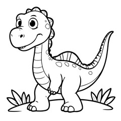 Cute vector illustration Dino for toddlers colouring page