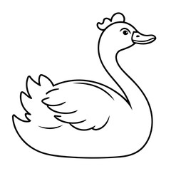 Vector illustration of a cute Swan doodle for kids colouring page