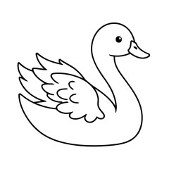 Simple vector illustration of Swan hand drawn for kids coloring page