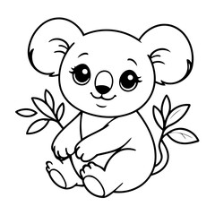 Cute vector illustration Koala drawing for colouring page