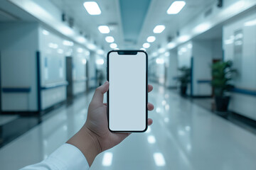 iPhone App Display Mockup Template in Hospital Setting