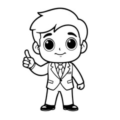 Simple vector illustration of Businessman drawing for kids page