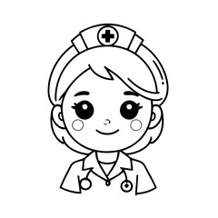 Vector illustration of a cute Nurse drawing for toddlers book
