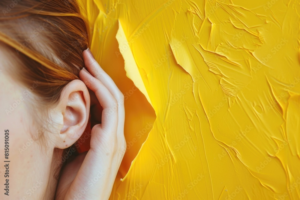 Poster a close up shot of a person against a yellow background. suitable for various design projects
