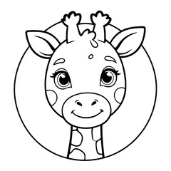 Cute vector illustration Giraffe drawing for colouring page
